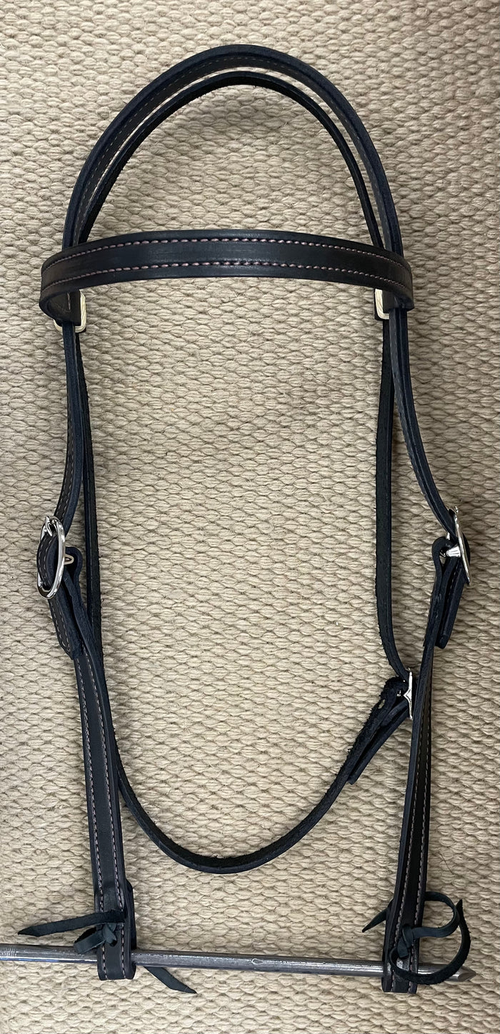 Headstall - HS253 - 3/4" Browband D/S w/ Latigo Liming &Tie Ends Large/Mule Black