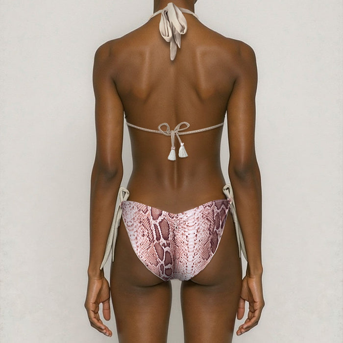 Animal Print Bikini Bottom With Gold Mesh Straps Estelle Tagomago