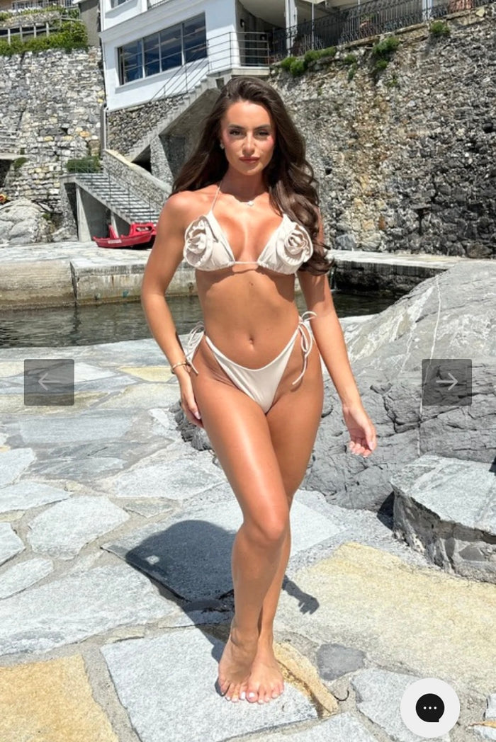 BEIGE ROSE TRIANGLE BIKINI - Style Heist