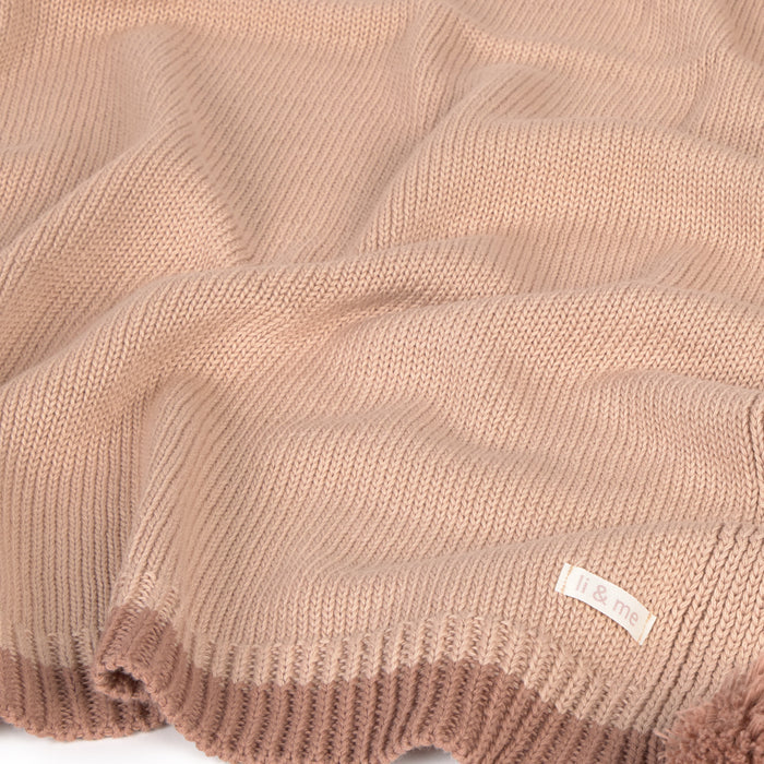 blanket knit pom pom - candy/bloom