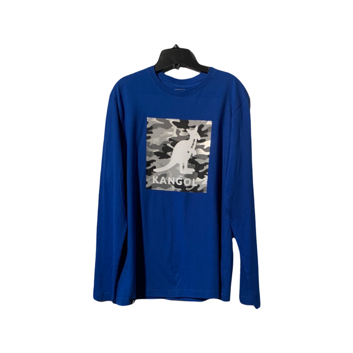 Chandail Manches Longues Kangol bleu avec logo camoufflage avant