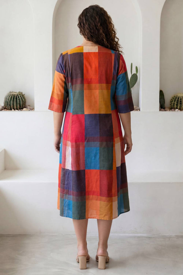 Checkered Breeze Plus Size Midi Dress