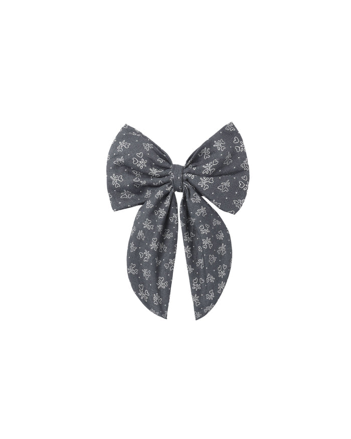 clip heart ditsy large bow - midnight