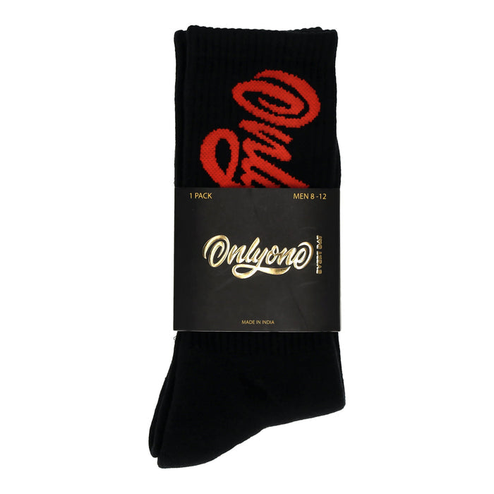 Crew Red Logo Black Socks