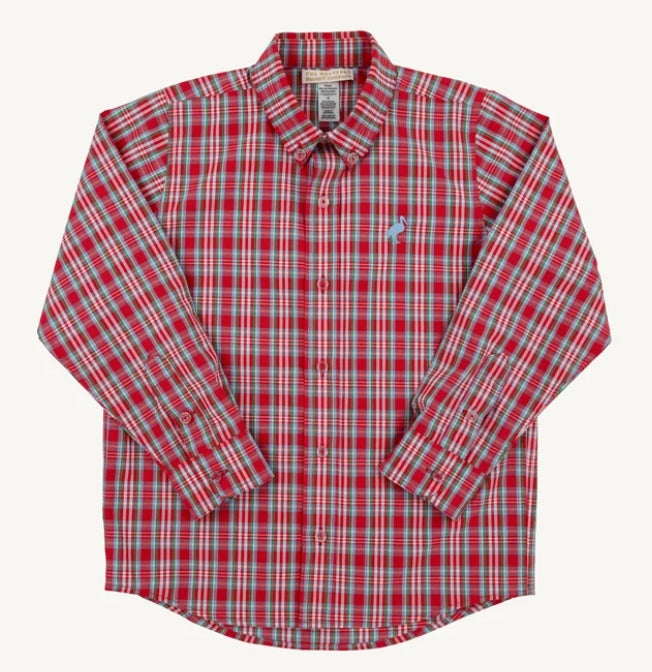 Dean's List Dress Shirt- Woodspoint Plaid with Barrington Blue Stork