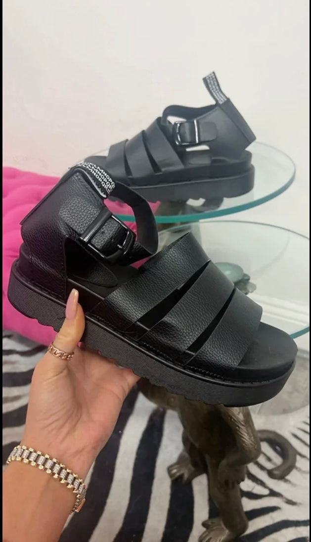 Dr Martins Inspired Ankle Buckle Strap Sandals