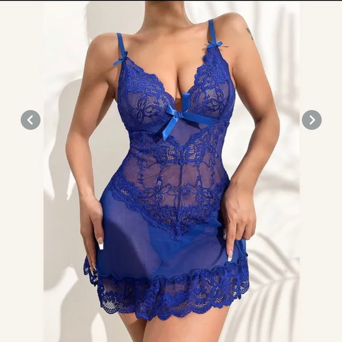 Floral Lace Nightdress Transparent Pajamas Babydoll Lingerie Underwear