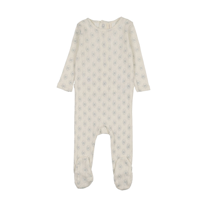 footie geo floral printed - cream/blue