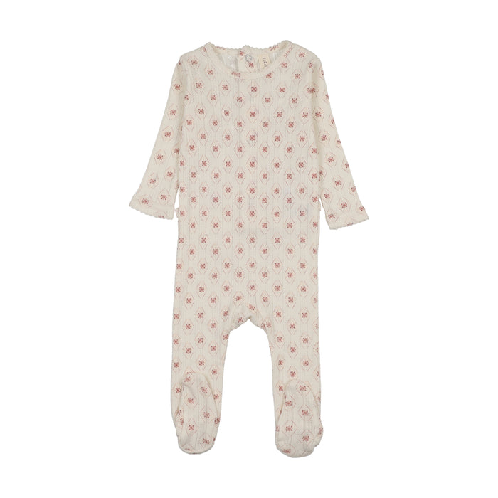 footie geo floral printed - cream/pink