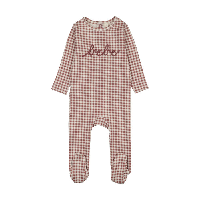 footie gingham bebe - mauve