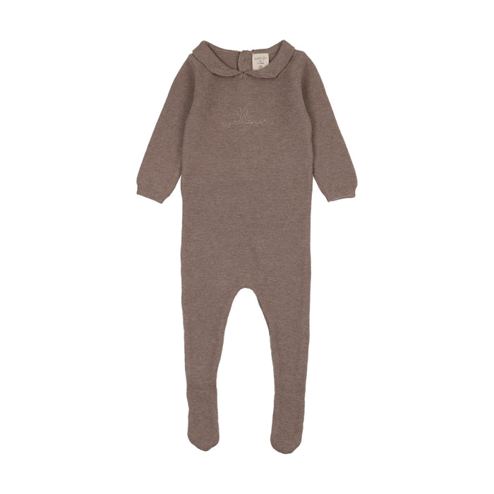 footie knit embroidered logo with bonnet - misty oat heather
