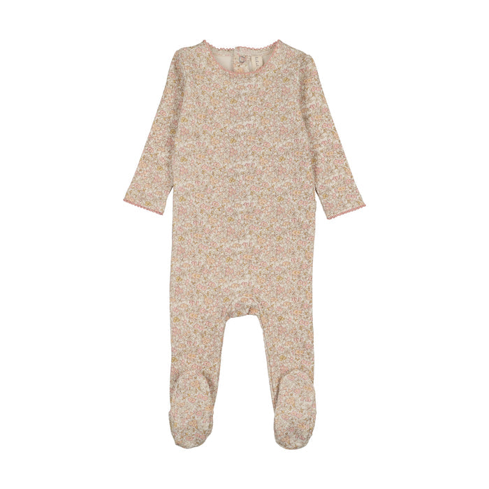 footie liberty floral - cream/pink