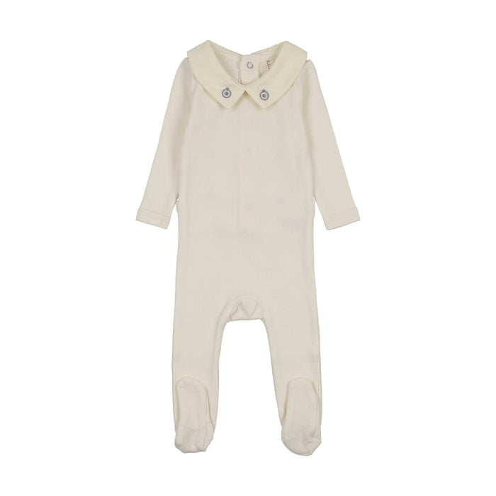 footie sweetheart collared - cream/blue