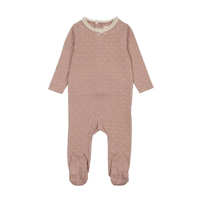 footie tiny twig - pink print