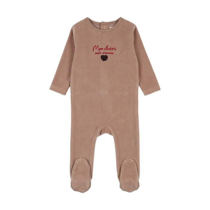 footie velour mon cheri - dried rose