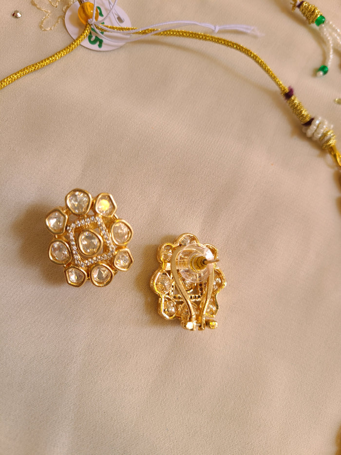 MOHAR handcrafted Kundan-style bridal necklace in ruby and emerald tones with gold-finish base