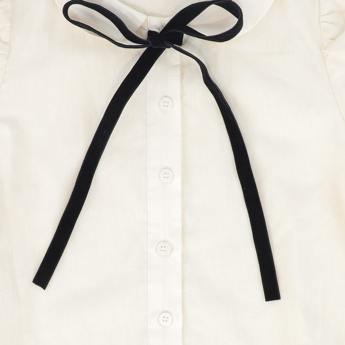 maxi dress velour jumper with ribbon blouse - black/ivory