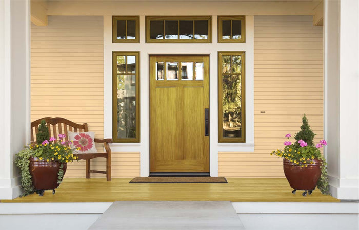 Retique It Wood'n Finish Kit Large in Old Oak, showing the front door with a grained wood finish for multi-purpose wood refinishing.