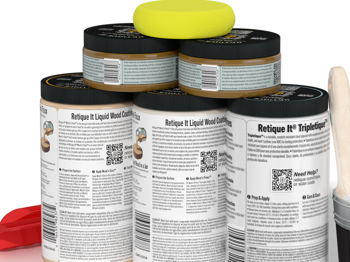 Large White Oak Wood'n Finish Kit by Retique It with interior top coat for multi-purpose wood finishing projects.
