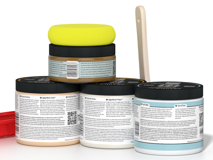 Back view of Retique It Wood'n Kit Med White Oak interior top coat, showing the product packaging and application details.