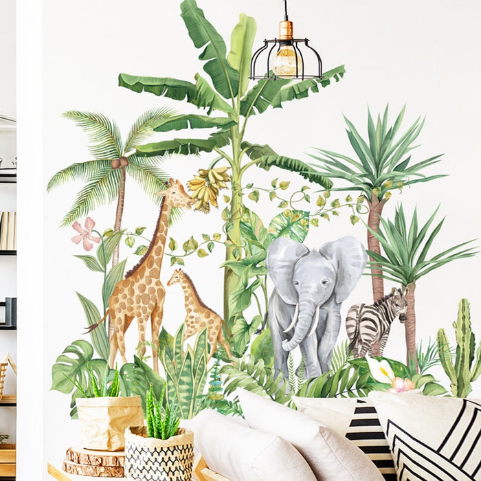 Nursery Wall Decals Tropical Forest Animals