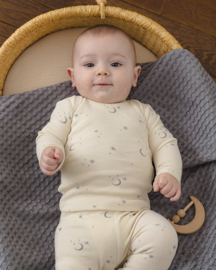 pajamas ribbed print tee and leggings - celestial/natural
