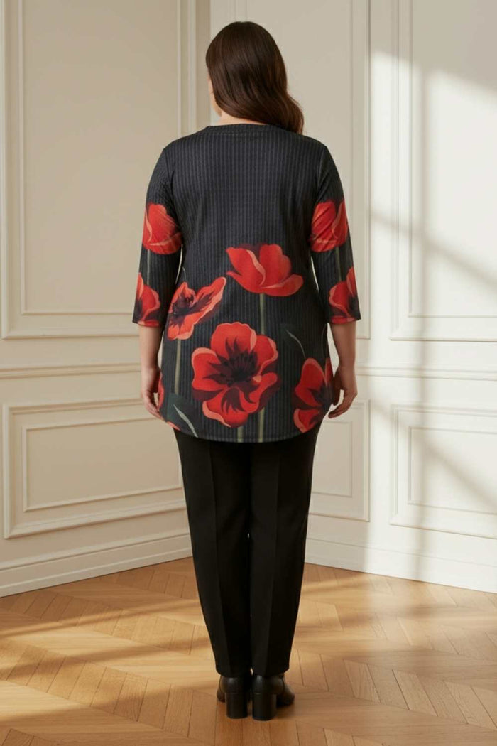 Plus Size Black Floral Borders SnugWeave Winter Top