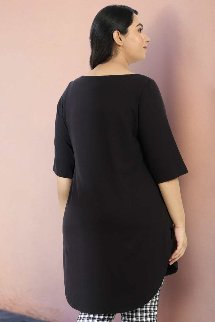 Plus Size Black Longline Tunic