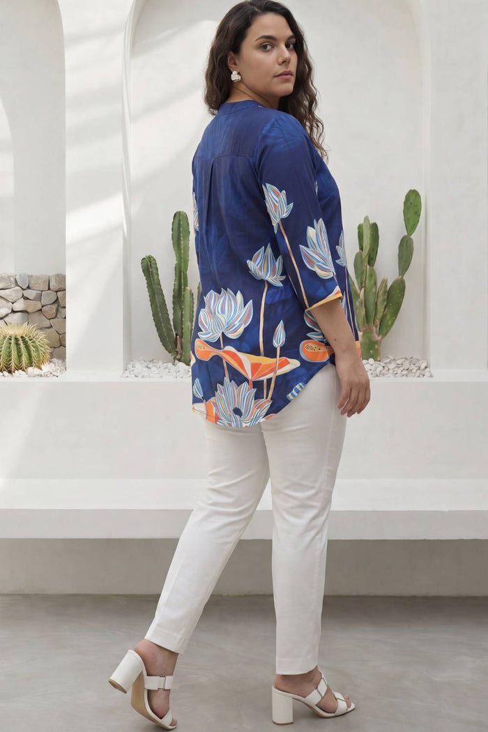 Plus Size Blue Floral Top