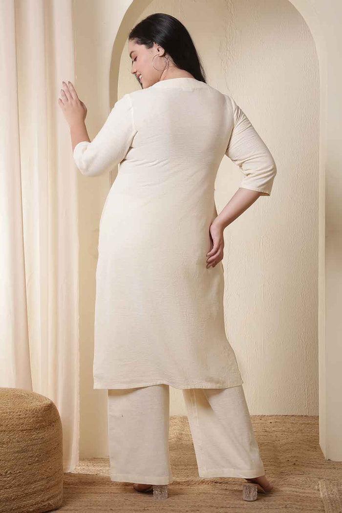Plus Size Ivory Cotton Kurta Coord Set