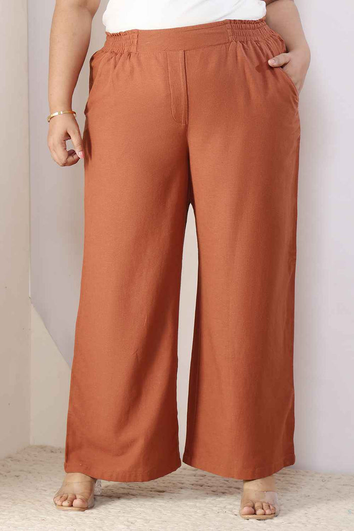 Plus Size Mocha Brown Cotton Linen Shirt Coord Set