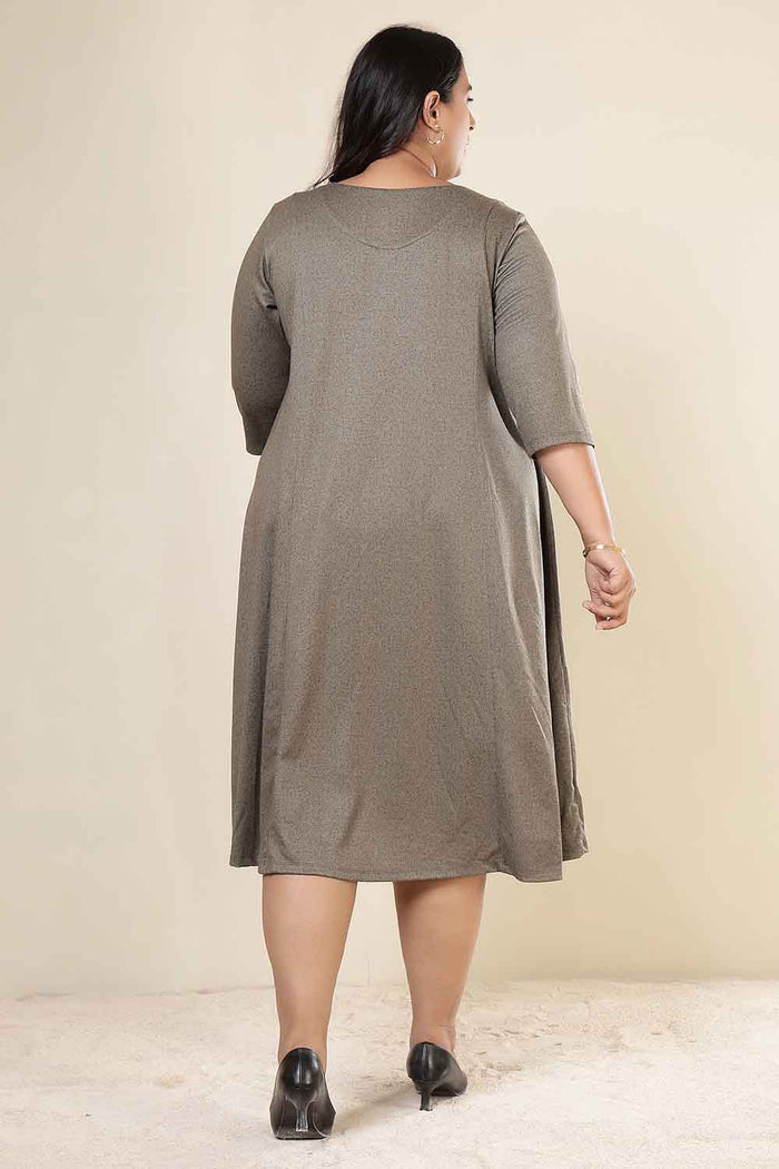 Plus Size Olive Green SnugWeave Winter Dress