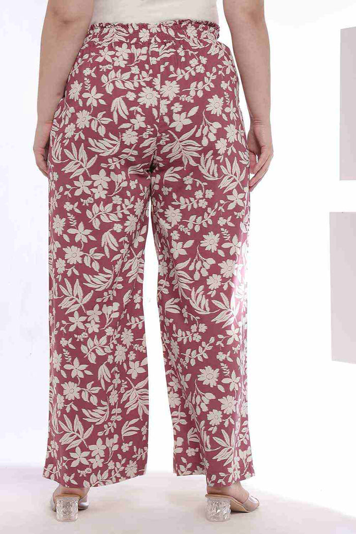 Plus Size Purple Taupe Floral Print Kurta Coord Set