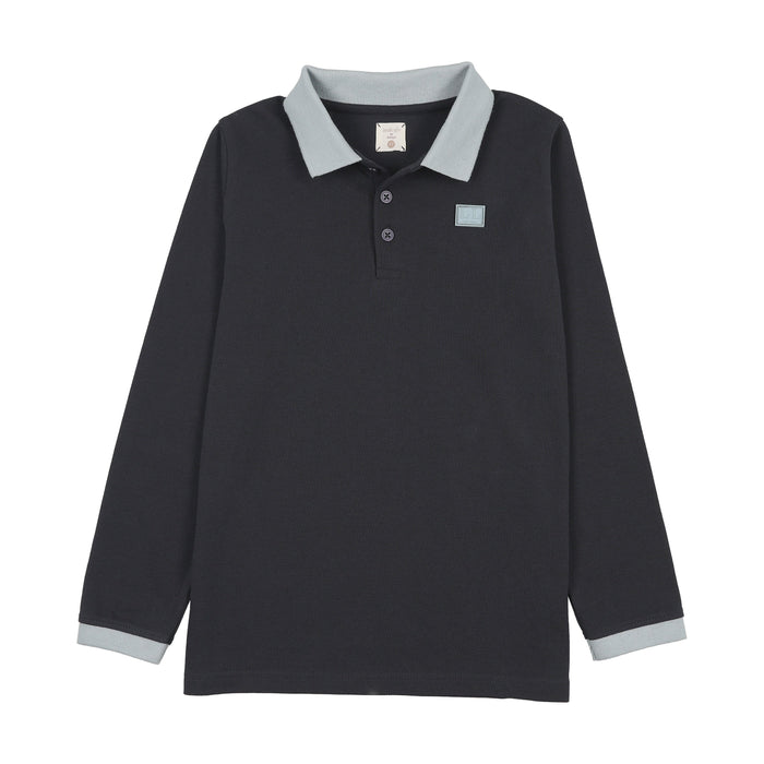 polo l/s contrast collar - navy