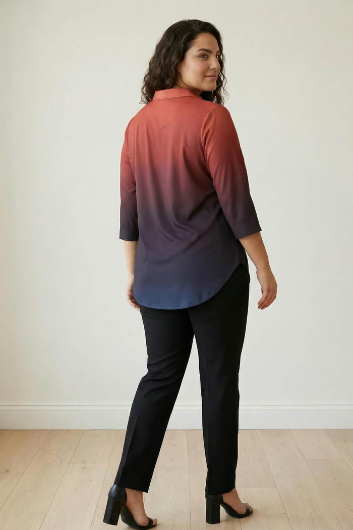 Rust Midnight Ombre Centre Pleat Top