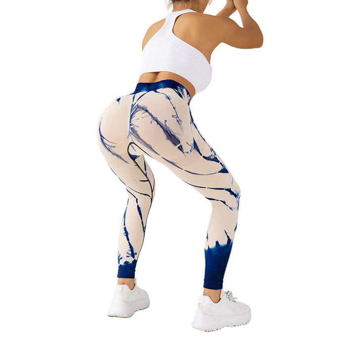 Seamless Tie-Dye Yoga Pants for Women - High-Waisted Fitness Running Workout Leggings