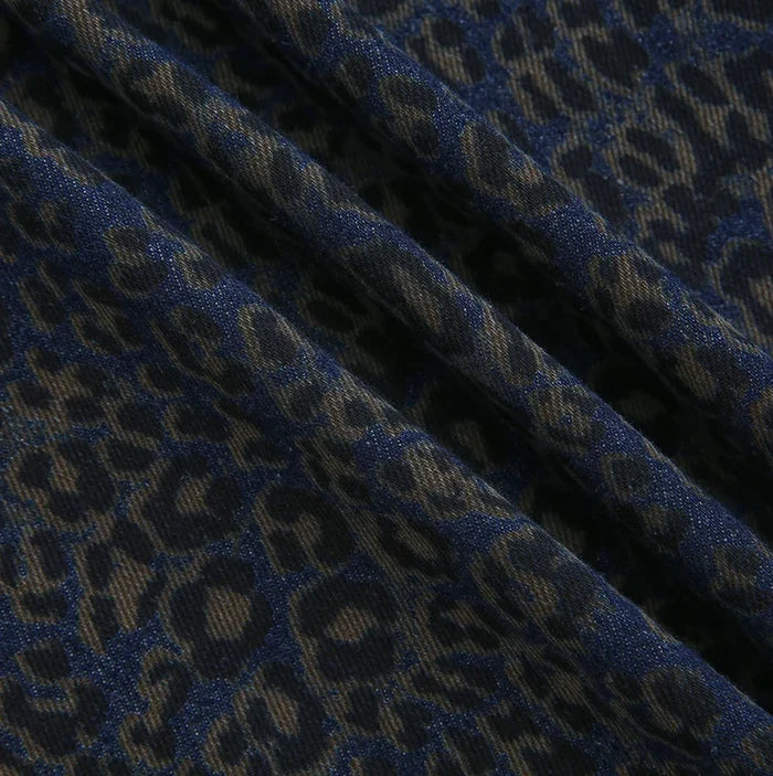 shirt l/s leopard denim - blue leopard