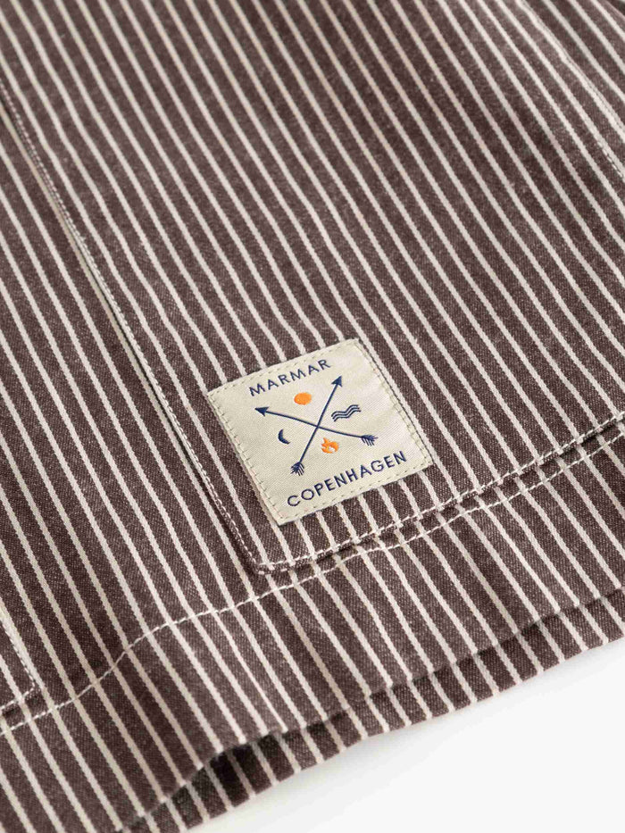shirt l/s soft denim striped with pockets - dark brownie