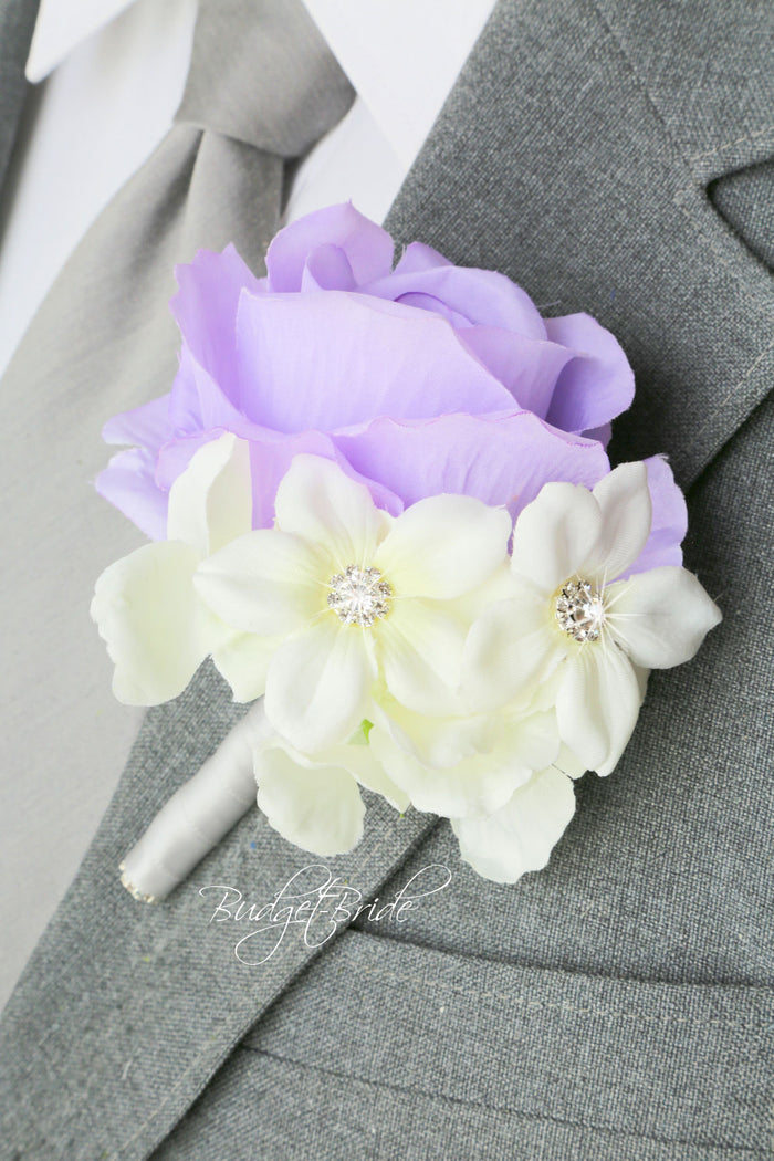 Silk Wedding Bouquet in Lavender and White - $39.50 | Windsor Collection