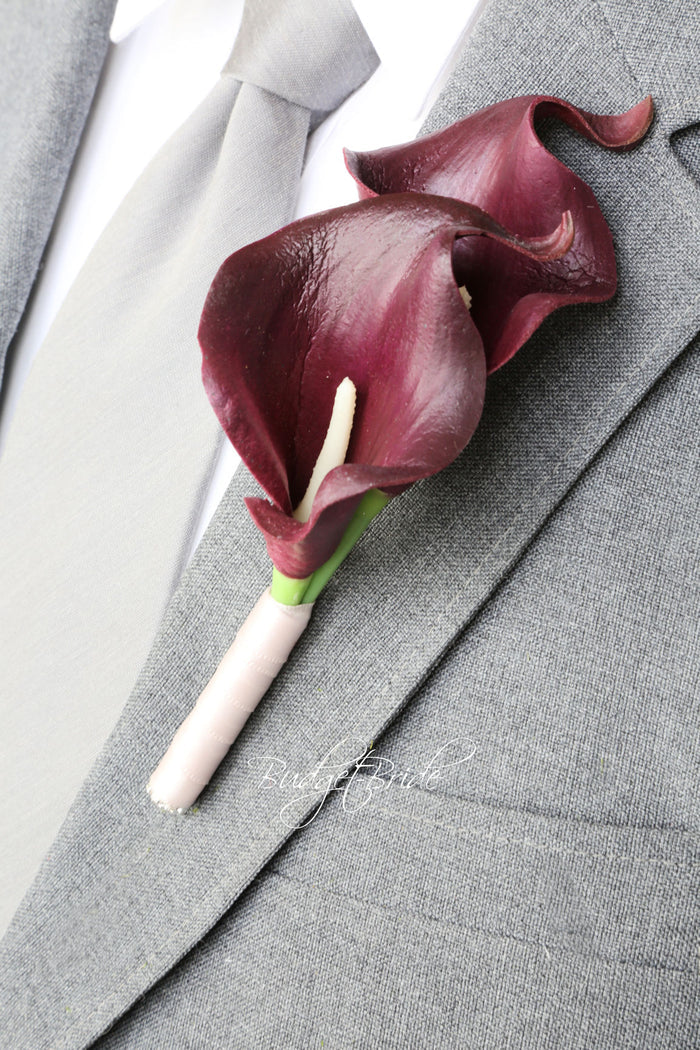 Silk Wedding Bouquet with Wine Roses - $58.50 | Marigold Collection