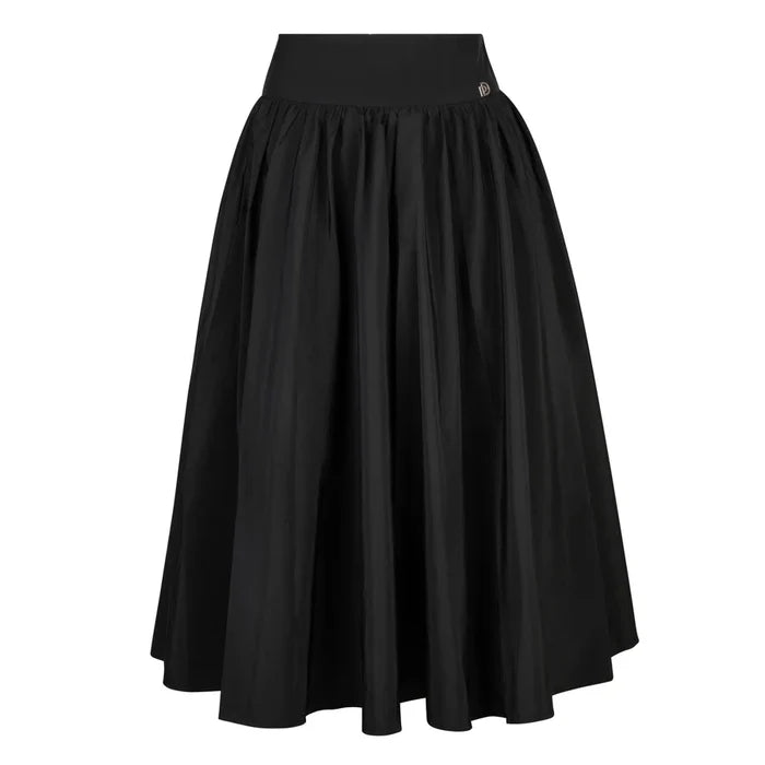 skirt taffeta midi flare - black