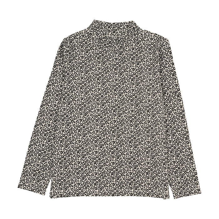 tee l/s printed mockneck - black/cream print