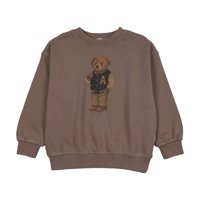 top l/s bear sweatshirt - washed brown