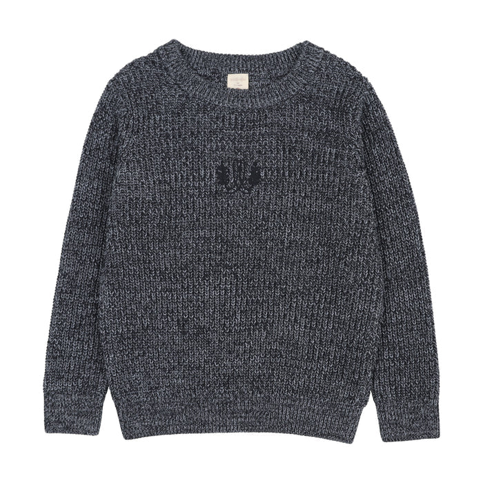 top l/s marled knit sweater - navy
