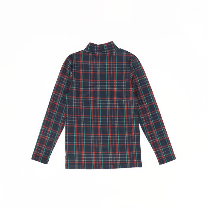 top l/s modal plaid turtleneck - navy