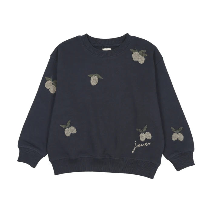 top l/s olive patch sweatshirt - navy