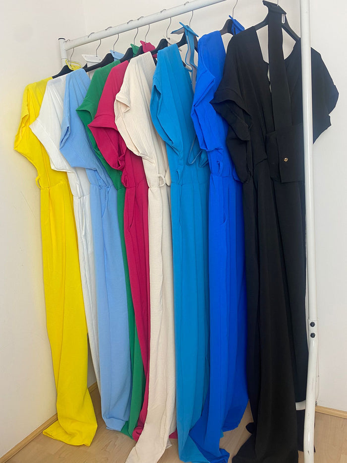 V- Neck Cross Over with Belt Bag Viscose Jumpsuit - Style Heist