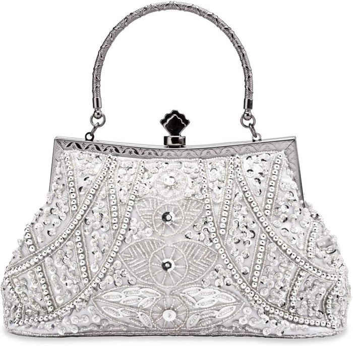 Vintage Style Beaded and Sequined-silver