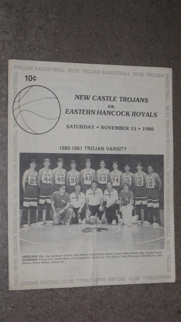 1980 NEW CASTLE VS EASTERN HANCOCK INDIANA H.S. BASKETBALL PROGRAM - Vintage Indy Sports