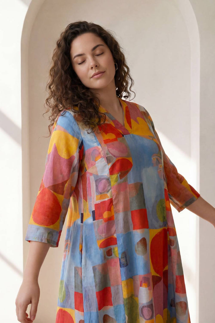 Abstract Elegance Plus Size Midi Dress